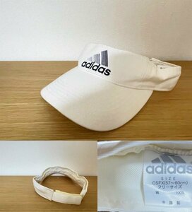 ★並品【激安1点のみ 国内正規品】adidas アディダス サンバイザー 帽子 フリーサイズ OSFX（57cm～60cm）ホワイト系 USED