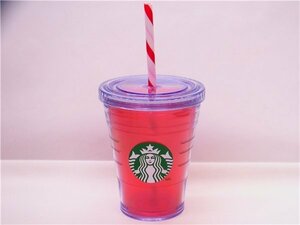 ◎ STARBUCKS ◎　スターバックス　2012年　ホリデーコールドカップタンブラー　キャンディケイン柄ストロー　350ml　スタバ　◎保管品