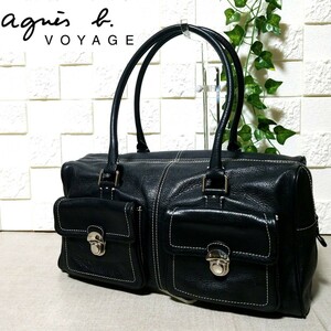 [ beautiful goods ] Agnes B boya-ju handbag leather black 