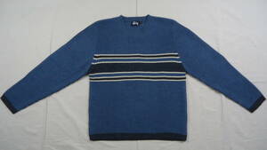 Stussy Richie Rib Sweater 旧モデル Vネックセーター ブルー系 S 半額以下 60%off ステューシー NY LA LONDON TOKYO PARIS レターパックプ