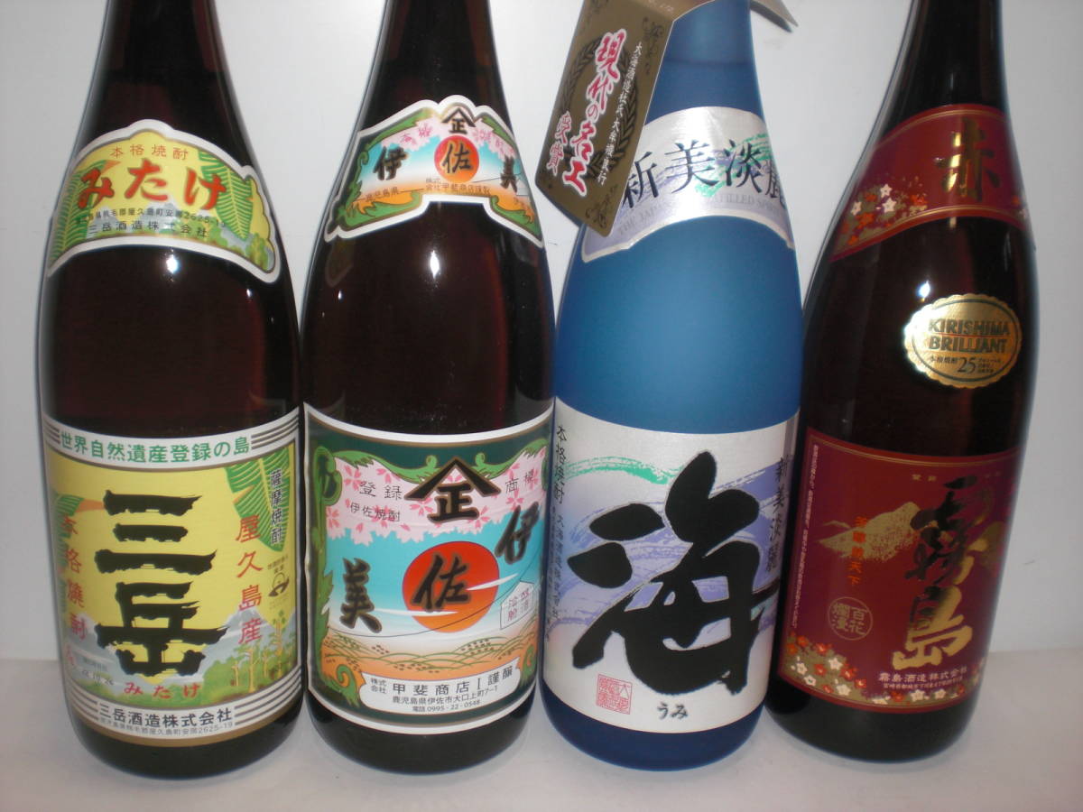 伊佐美、海、三岳、赤霧島25度1800ミリ4銘柄セツト価格芋焼酎