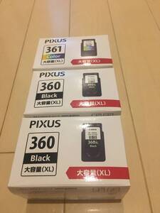 PIXUS 純正インク 大容量黒 BC-360XL(2個)、大容量カラー BC-361XL(1個)新品・未使用品