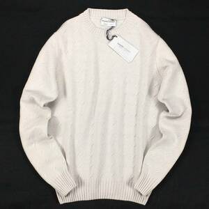 ■1点のみ！イタリア製・新品 7.4万【Settefili Cashmere/セッテフィーリ カシミア】ライトグレー・ミドルゲージ/クルーネックニット 46/XS