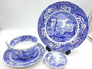 *Spode Spode голубой итальянский украшение тарелка маленькая тарелка cup & блюдце 4 позиций комплект Британия производства не использовался частное лицо хранение товар без коробки .*