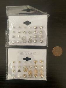 [ new goods ] lovely earrings 24 piece set silver & Gold 