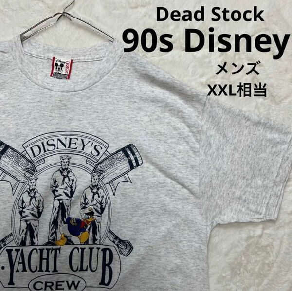 【デッドストック】 USA製 90s Disney ディズニー　ドナルドダック刺繍　　Tシャツ メンズ XXL相当 