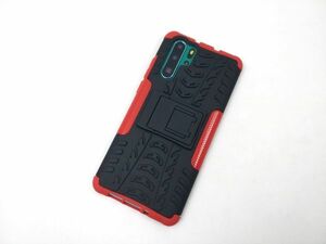 Huawei P30 Pro/HW-02L用 スタンド カバー 耐衝撃ケース ソフト＋ハード レッド