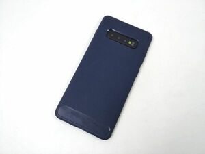 Galaxy S10+ plus SC-04L SCV42 ソフトケース カーボン カバー TPU ネイビー