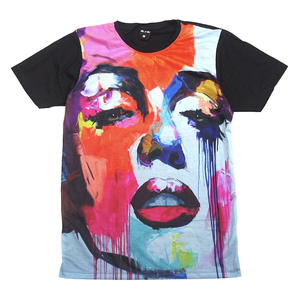Art hand Auction Marilyn Monroe Art American Paint Painting Fashionable Street Style Design T-shirt Funny T-shirt Men's Short Sleeve tsr0812-blk-xl, XL size and above, Crew neck, An illustration, character