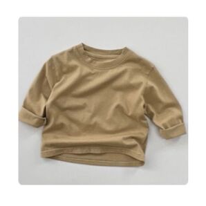 ベーシックカットソー ロンT くすみイエロー 110サイズ 新品 韓国こども服