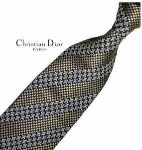 Christian Diorネクタイ パターン柄 ストライプ 刺繍ロゴ クリスチャンディオール レジメンタル USED 中古 t118