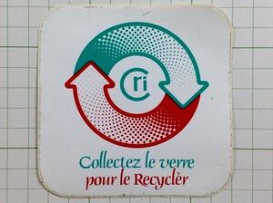 フランスのステッカー： ガラス回収 ビンテージ 雑貨 車 外国 +Gb