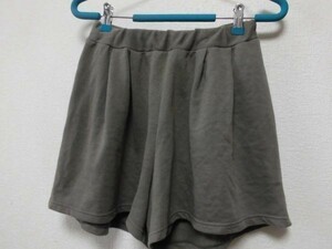 assk475* ##Petit Berry## short pants bottoms culotte waist rubber plain khaki size TL cotton . material 