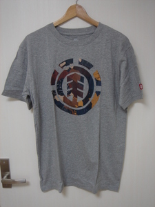 ELEMENT エレメント AH021209GRH メンズL 半袖ロゴTシャツ CutOutIconSS スケートボード ブランド Logo プリント グレー色 Gray 送料無料