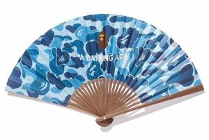 A BATHING APE ABC FOLDING FAN エイプ 扇子 新品・収納袋付き blue