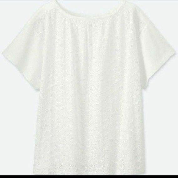 ★UNIQLO 2wayレースコンビネーションTシャツ　Ｍサイズ　ホワイト　半袖
