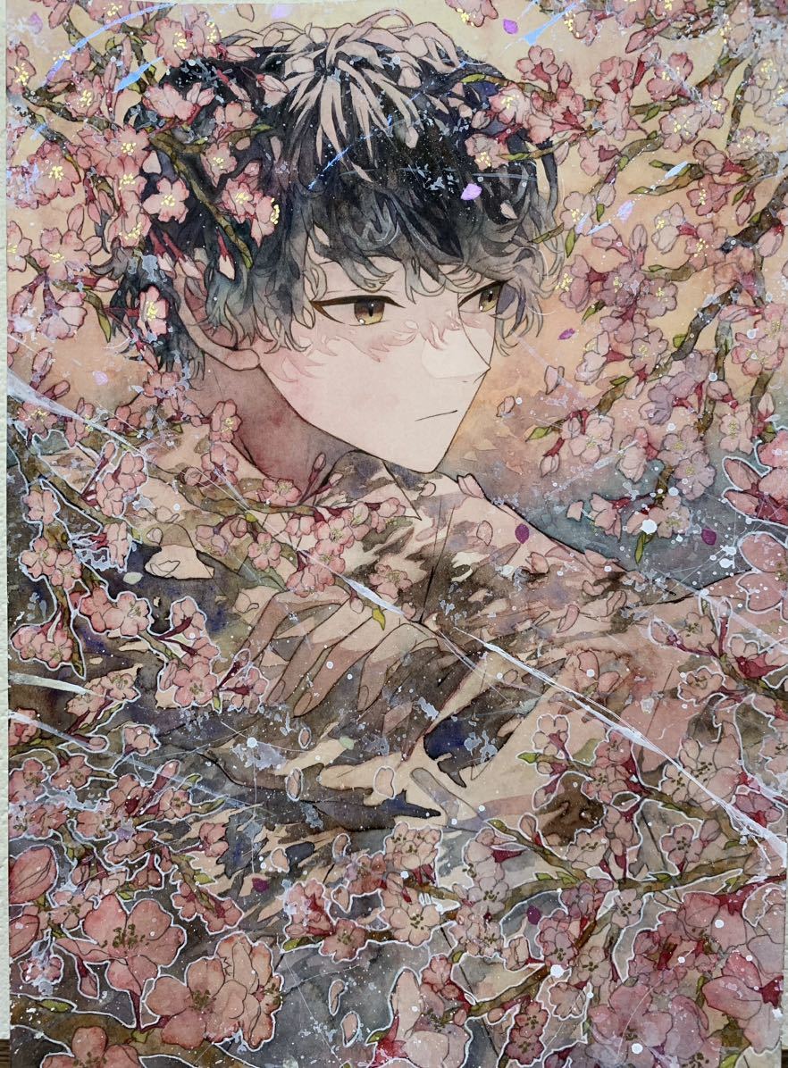 オリジナル 手描きイラスト 男の子 青年 花の便り B5(中古)の