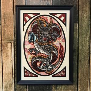 Art hand Auction पूंछ नौ ड्रैगन पेंटिंग चित्रण सामने ड्रैगन काले ड्रैगन संस्कृत ए 4 आकार काले फ्रेम ड्रैगन भाग्य ऊपर, हस्तनिर्मित वस्तुएं, आंतरिक भाग, विविध वस्तुएं, आभूषण, वस्तु