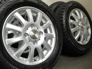 ■USED■アルミ付きスタッドレス DUNLOP WINTERMAXX WM02　155/65R13 4本■ライフ/ekワゴン/ワゴンR/パレット■