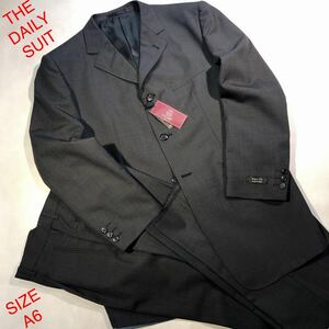 ★ 新品【コスパ最適】THEDAILYSUITGALLERY/3釦スーツ上下セット/シャードストライプ柄/チャコールグレー/サイズA6/wool Super100´使用