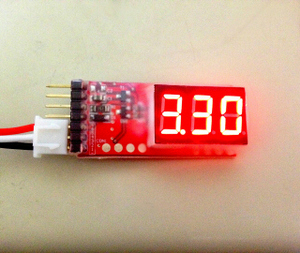 新品◆小型 2-6セル対応 リポバッテリー チェッカー 電圧計測 赤