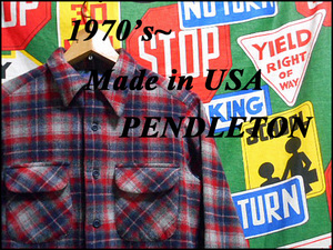 ★Sサイズ相当の小さめサイズ★Made in USA製アメリカ製PENDLETONペンドルトンビンテージウールシャツ70s70年代シャドーチェックオンブレー