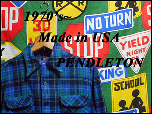 ★Sサイズ相当の小さめサイズ★Made in USA製アメリカ製PENDLETONペンドルトンビンテージウールシャツ70s70年代オンブレーシャドーチェック