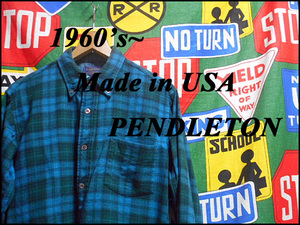 ★ GOODカラーのチェックでおすすめ★Made in USA製アメリカ製PENDLETONペンドルトンビンテージウールシャツシャドーチェックオンブレー60s