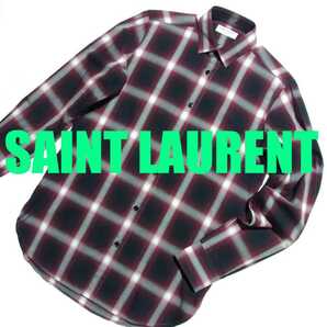 14AW SAINT LAURENT PARIS サンローラン パリ オンブレチェック シャツ 37 国内正規品