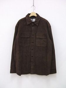 Deadwood SHORELINE SHIRT SUEDE 新品タグ付 レザー スエード L 長袖シャツ ブラウン メンズ デッドウッド 2-0822T F87478