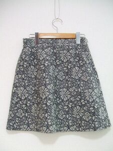 JILL STUART floral print race size M miniskirt gray lady's Jill Stuart 2-0124T 188695