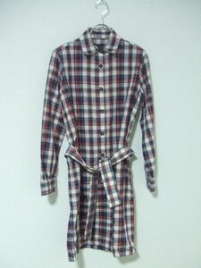 A.P.C. check shirt One-piece / size XS One-piece white purple red lady's A.P.C. 0-0710M 159286