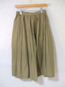 YAECA TUCK SKIRT タックスカート ギャザー ラミー混 98605 サイズM スカート カーキ レディース ヤエカ 2-1007M 202527