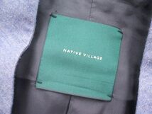 native village ウールシルク ノーカラー コート ブルー グレー レディース ネイティブヴィレッジ 2-0901T 191199_画像3