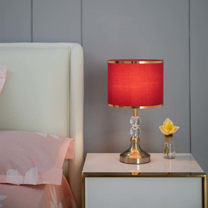 高品質　現代風　卓上ライト　クリスタルランプ　ベッドルーム　リビング　ファッション　赤いランプシェード