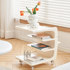 新品　北欧風　家具　テーブル台　移動可能　収納　置き物　多機能 実用　4層置き物　ベッドルーム　リビング　ホワイト