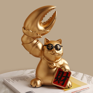  new goods decoration thing high class popular maneki-neko pincers present sunglasses .. digit cat ornament entranceway customer ... Gold 