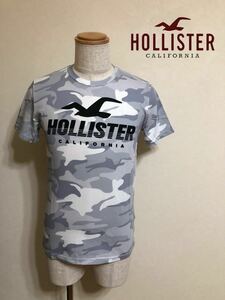 【新品】 HOLLISTER ホリスター カモロゴグラフィック Tシャツ ビッグロゴ サイズXS 170/84A 半袖 ホワイトカモフラージュ柄 633307563