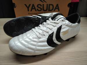 ★定価変更 ヤスダ YASUDA サッカーシューズ スパイク 固定式 Ligaresga Pro YSD-F20.001 WHITE／BLACK 27,0cm カンガルー皮 黒ソール