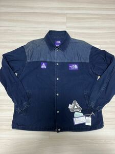 激レア 希少 タグ付き 美品21SS PALACE North Face purple label Indigo Ripstop Coach Jacket XL ノースフェイス パープルレーベル コラボ