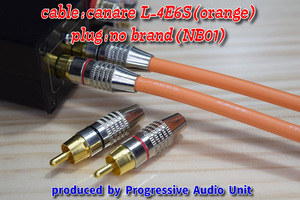 □□ Canare L-4E6S(OR) ＋RCA Gp_plug（NB01）/0.45m×2本