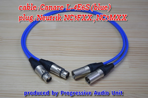 ** canare L-4E6S(blue)+XLR plug мужской - женский (NC3FM)/0.50m× 2 шт 