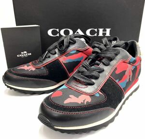 AS0319-J01 almost unused COACH Coach FG1464 studs low cut sneakers black black series size 8B(26. degree ) including in a package un- possible 