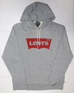 定価6000 新品 Levi's リーバイス 19622-0003 L バットウィングロゴ グラフィックプルオーバーフーディー スウェット グレー パーカー 02