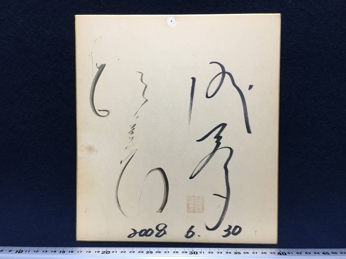 伍代夏子 さん 直筆サイン色紙 女性 美人 演歌歌手 実業家 憂愁平野 夢きずな 恋挽歌 都忘れ ひとり酒 ヒット曲 珍品 2008.6.30 朱印 落款, タレントグッズ, サイン