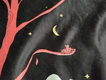 TSUMORI CHISATO ツモリチサト ワンピース フクロウの夜 プリント 異素材切替 黒 ブラック シルク ウール 2 レディース ★3_画像4