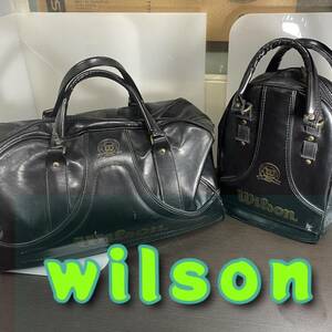 鞄 ◆ Wilson ◆ ボストンバッグ & シューズBag 2点セット BLACK x ゴールド スポーツばっぐ レザー ◆ ウイルソン ◆ メンズ カバン