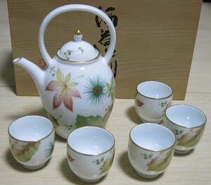 【素敵です！】乃りたけ・Noritake　★高級ライン　金彩紅葉絵文茶器揃　酒器セット　★木箱付　未使用品　②