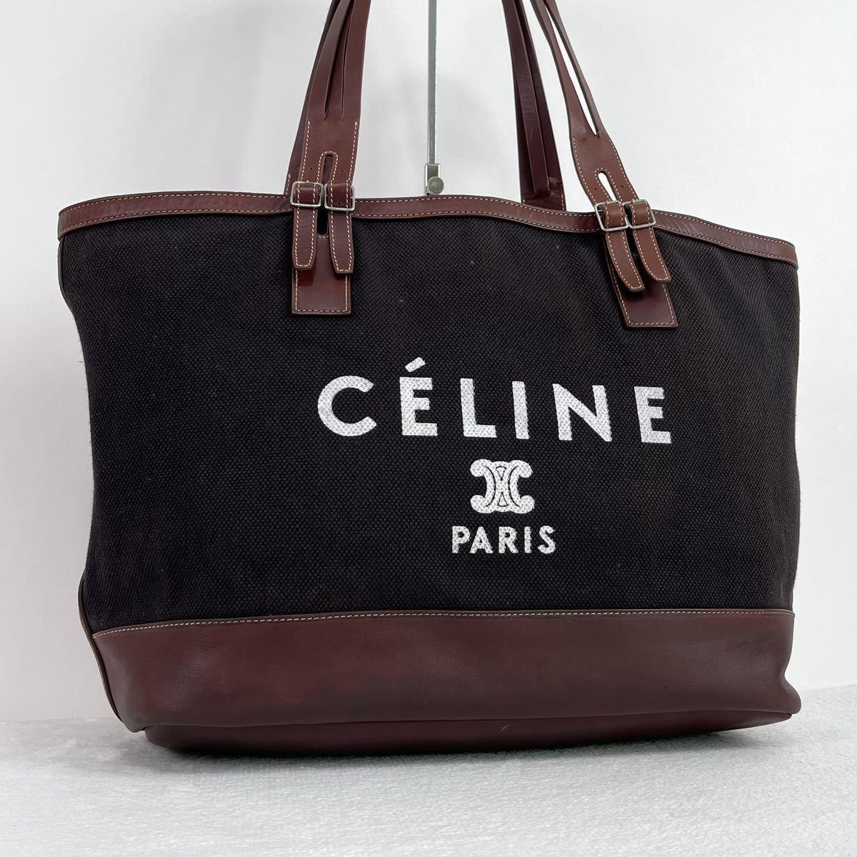 セリーヌ CELINE フィービー期 ホリゾンタルカバ トートバッグ 黒茶A4可-