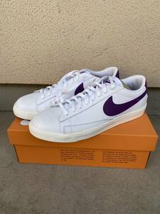 未使用　ナイキ　ブレイザー　ロー　レザー　28cm ホワイト/パープル　NIKE BLAZER LOW LEATHER US10 ブレーザー　CI6377 103